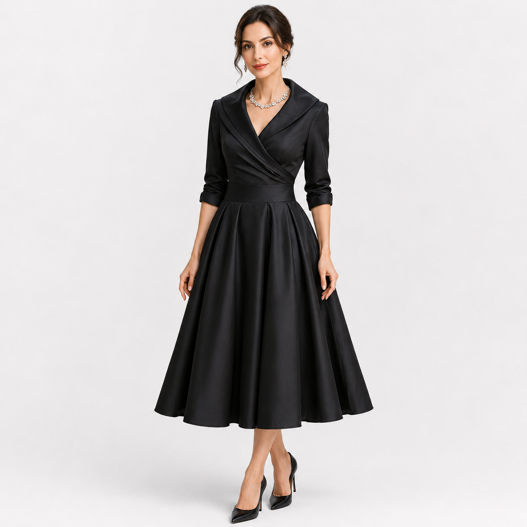 Tereza | Elegantní midi šaty s dlouhým rukávem