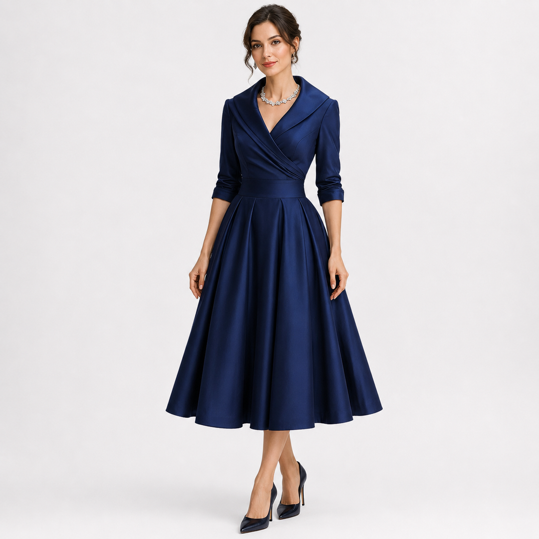 Tereza | Elegantní midi šaty s dlouhým rukávem