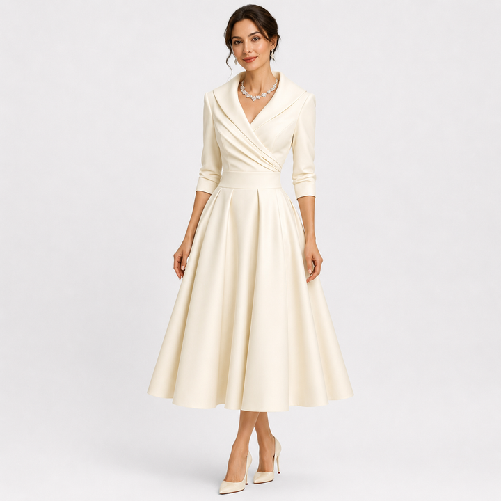 Tereza | Elegantní midi šaty s dlouhým rukávem