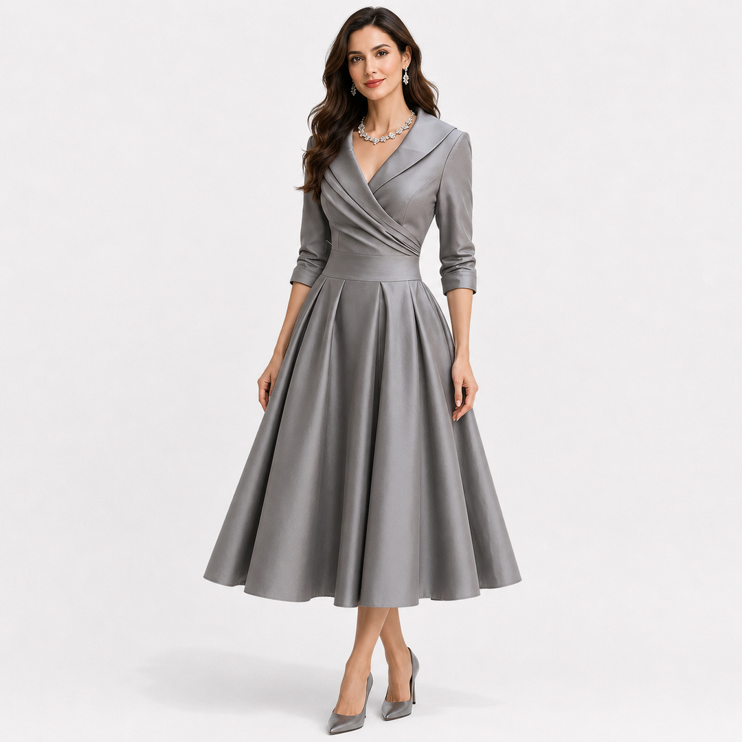 Tereza | Elegantní midi šaty s dlouhým rukávem