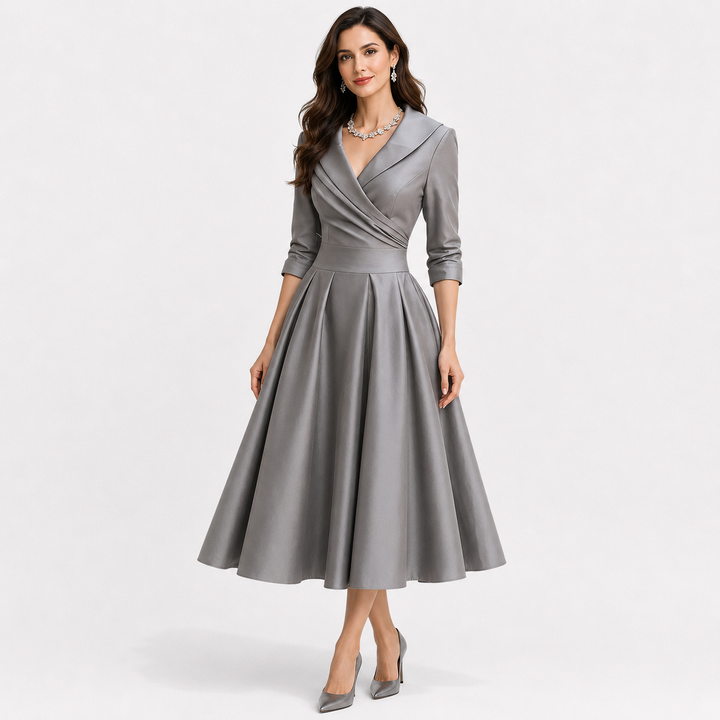 Tereza | Elegantní midi šaty s dlouhým rukávem