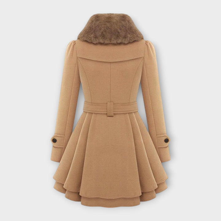 Emma - Elegantní kabát s umělým kožešinovým límcem