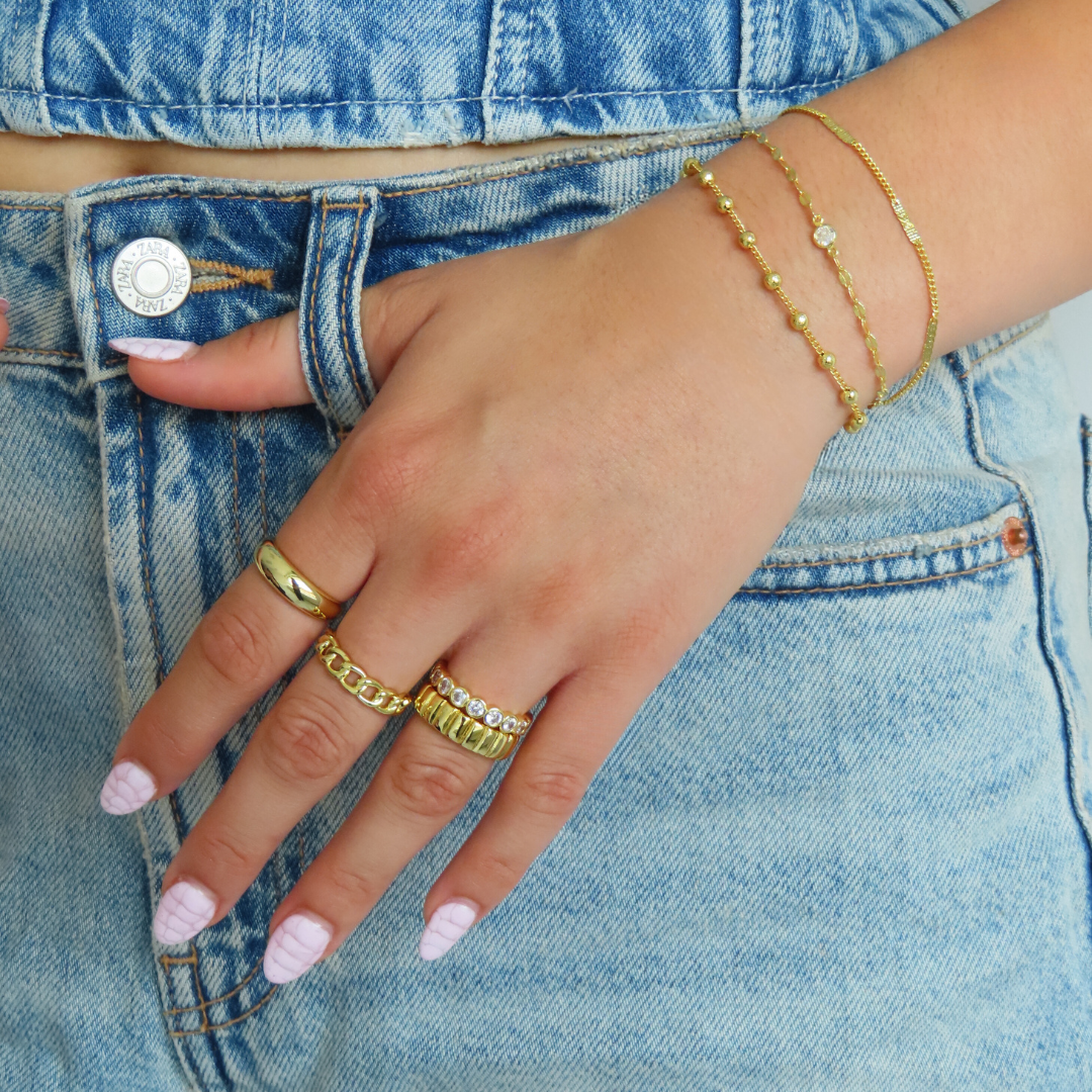 Marie Elegantní Anillo Con Cadena Prstenseřetízkem