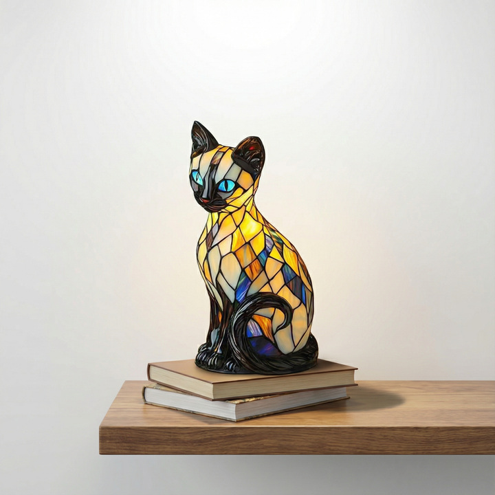 Mystická kočka - Lampa ve Vitráži