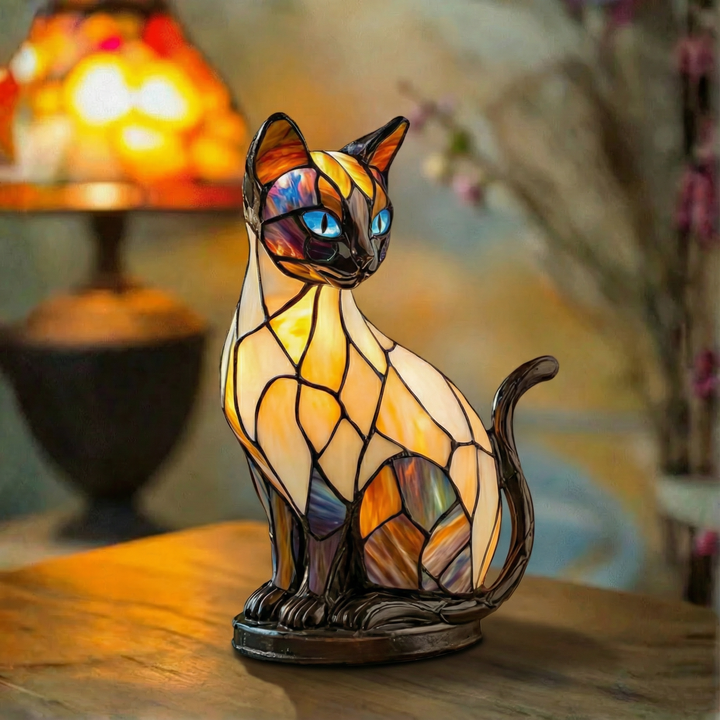 Mystická kočka - Lampa ve Vitráži