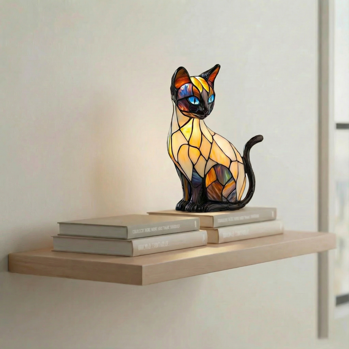 Mystická kočka - Lampa ve Vitráži